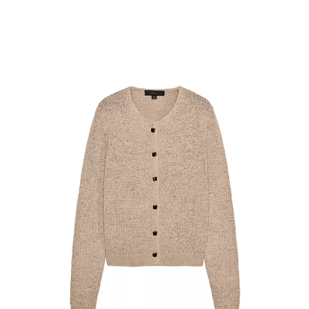Zara rustic knit Beige Button-Up Cardigan